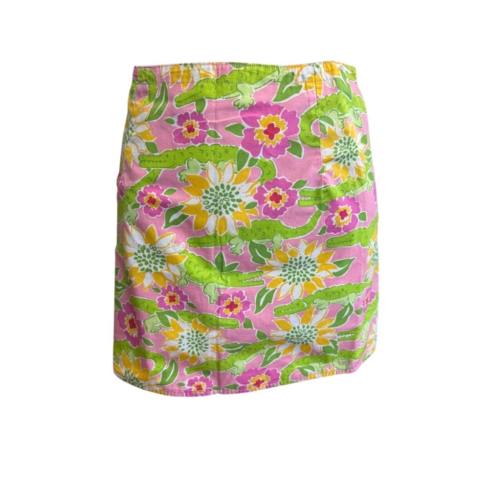 Lilly Pulitzer Croc Monsieur Reversible Mini Skirt Pink Green Alligator Sun 6